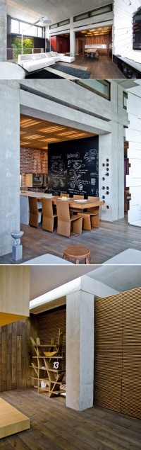 Beton + drewno industrialne wnętrza