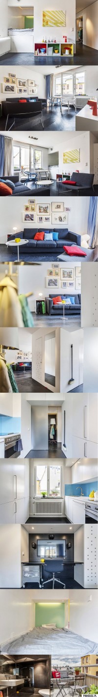 Mały apartament 36 m2  przestrzeń podzielona na mniejsze moduły zdjęcia mówią same za siebie Sto ...