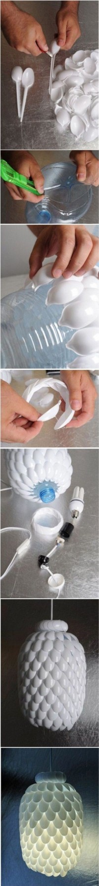 Pomysł na lampę z plastikowych łyżeczek