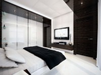 biało czarna sypialnia