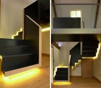 czarne podświetlane schody