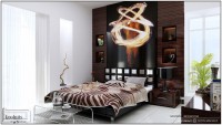 nowoczesna sypialnia dekoracyjna ściana