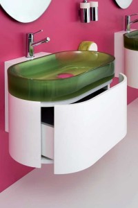 nowoczesna zielona umywalka