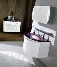nowoczesna łazienka fioletowa umywalka
