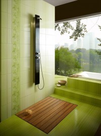 nowoczesny prysznic zielone kafle