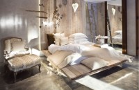 romantyczna sypialnie zawieszone łóżko