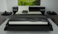 sypialnia czarne nowoczesne łóżko