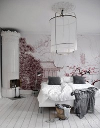 sypialnia w stylu rustykalnym biała podłoga drewniana