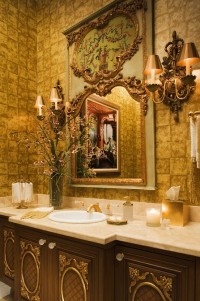 łazienka na bogato złoto i brąz