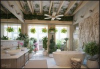 łazienka z zielenią  dużo roślin  spa