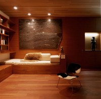 łóżko na wymiar sypialnia ciemne drewno