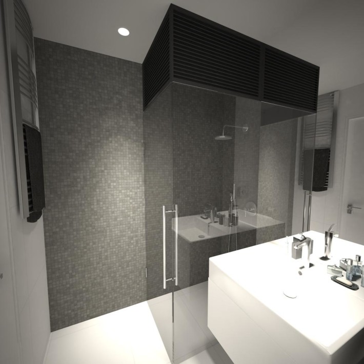 Szklana kabina prysznicowa w łazience / Mozaika