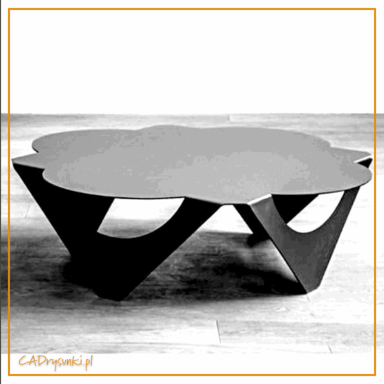 Stół jednobryłowy, stalowy z blatem w kształcie koniczynki